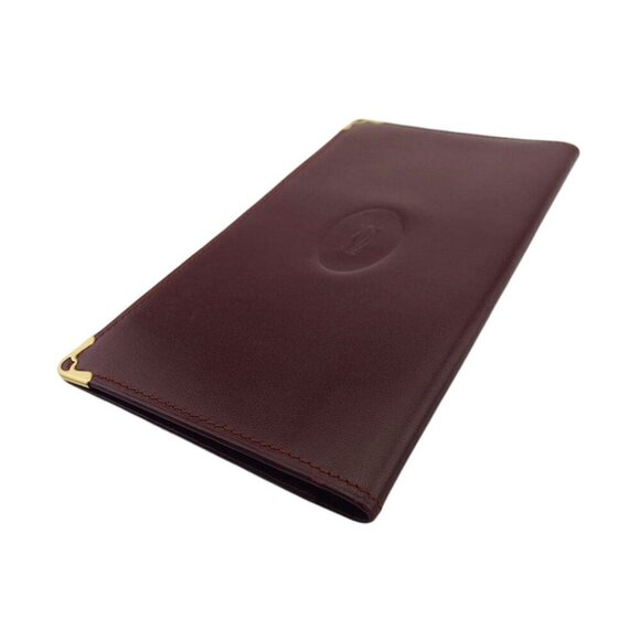 Cartier length wallet mast line Bordeaux leather Auth used  Cartier Long Bill Holder Mastline Bordeaux Leather Auth Used